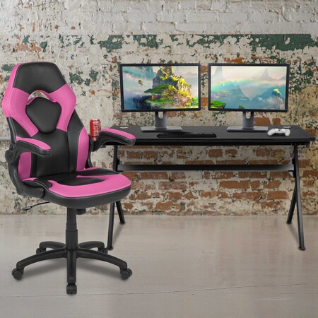 Flash Furniture Black Gaming Desk and Chair Set with Cup Holder BLN-X10D1904L-PK-GG
